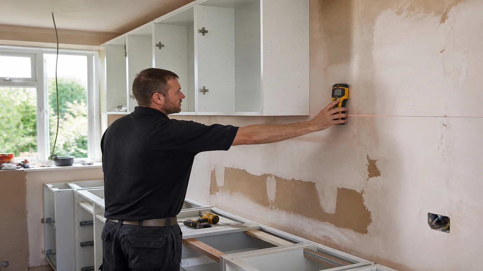 UK wall scanner and laser measure context for search: wall scanner before hanging kitchen wall units UK